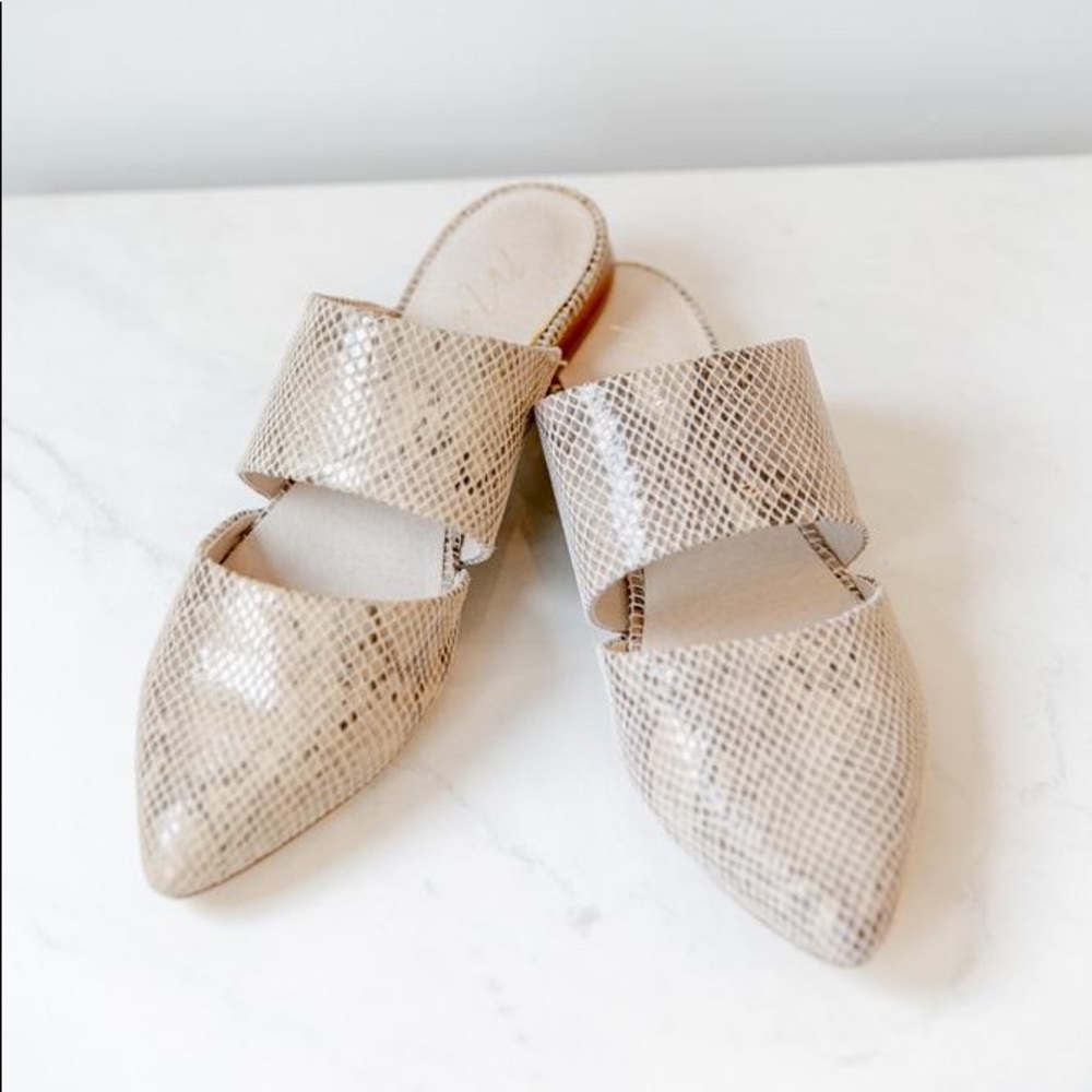 Matisse Snakeskin Cutout Mule Flats